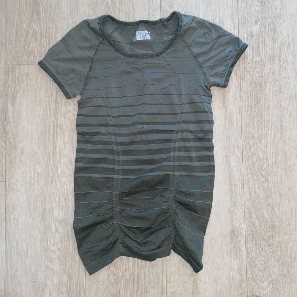 Athleta Short Sleeve Compression Workout Shirt Grey Women's Small